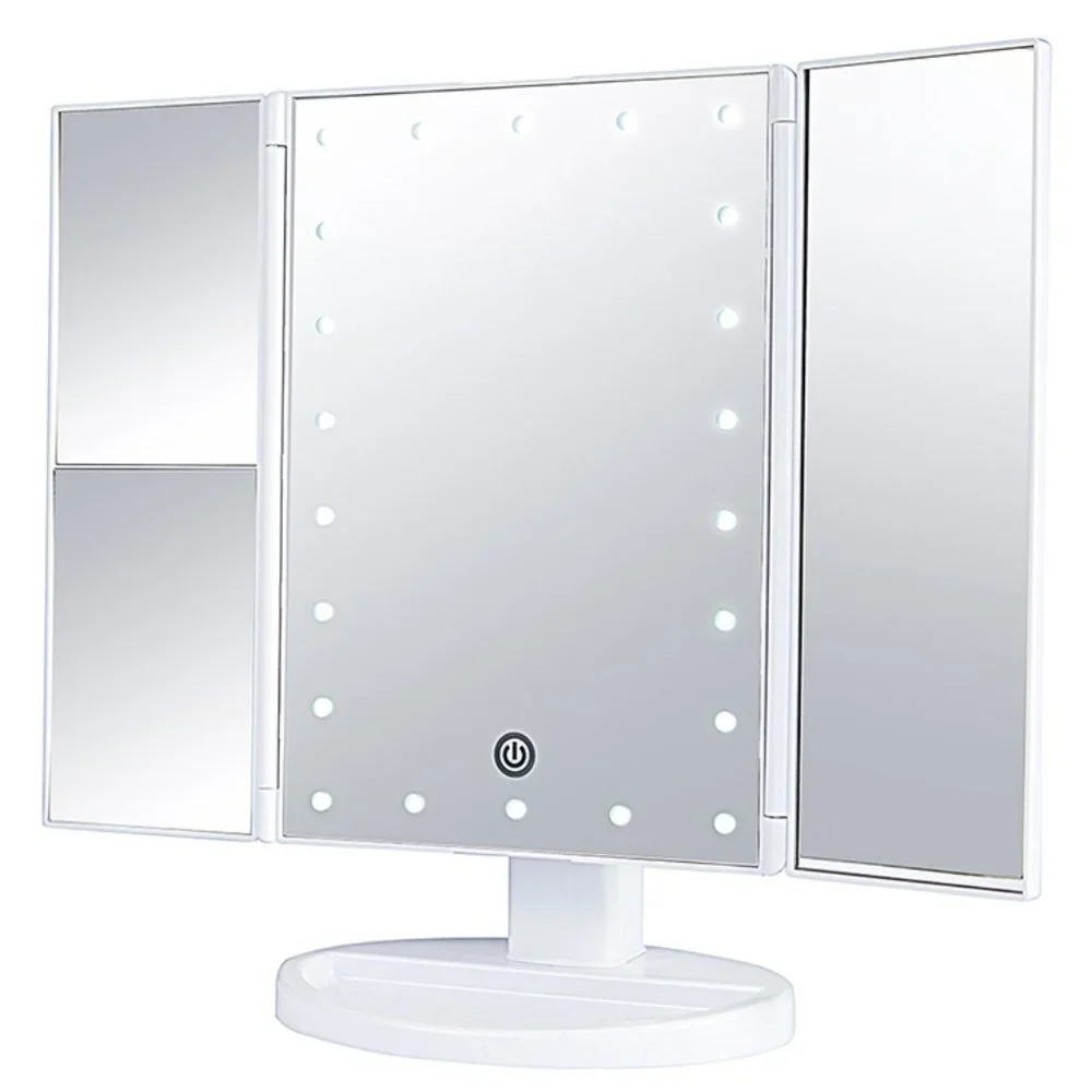 LED Lights Make Up Table Mirror 180 Degrees For Women's - White
